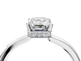 White gold Emerald Cut Solitaire Engagement Ring with Four-Prong Setting on a Classic Band_65