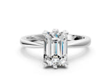 White gold Emerald Cut Solitaire Engagement Ring with Six-Prong Setting and Tapered Band_110