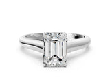 White gold Emerald Cut Solitaire Engagement Ring with Tapered Band and Four-Prong Setting_3
