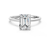 White gold Emerald Cut Solitaire Engagement Ring with Thin Band and Four-Prong Setting_3