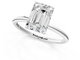 White gold Emerald Cut Solitaire Engagement Ring with Thin Band and Four-Prong Setting_4