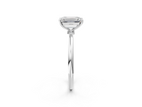 White gold Emerald Cut Solitaire Engagement Ring with Thin Band and Four-Prong Setting_5