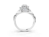 White gold Emerald Cut Solitaire Leaf-Inspired Engagement Ring with Prong Setting_10