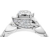 White gold Emerald Cut Solitaire Leaf-Inspired Engagement Ring with Prong Setting_11