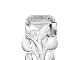 White gold Emerald Cut Solitaire Leaf-Inspired Engagement Ring with Prong Setting_12
