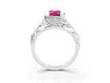 White gold Emerald Cut Solitaire Leaf-Inspired Engagement Ring with Prong Setting_3