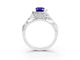 White gold Emerald Cut Solitaire Leaf-Inspired Engagement Ring with Prong Setting_3