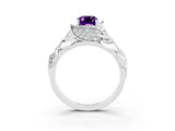 White gold Emerald Cut Solitaire Leaf-Inspired Engagement Ring with Prong Setting_3