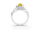 White gold Emerald Cut Solitaire Leaf-Inspired Engagement Ring with Prong Setting_3