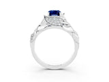 White gold Emerald Cut Solitaire Leaf-Inspired Engagement Ring with Prong Setting_3