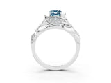 White gold Emerald Cut Solitaire Leaf-Inspired Engagement Ring with Prong Setting_3