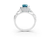 White gold Emerald Cut Solitaire Leaf-Inspired Engagement Ring with Prong Setting_3