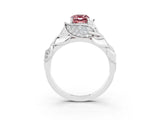 White gold Emerald Cut Solitaire Leaf-Inspired Engagement Ring with Prong Setting_3