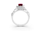 White gold Emerald Cut Solitaire Leaf-Inspired Engagement Ring with Prong Setting_3