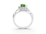 White gold Emerald Cut Solitaire Leaf-Inspired Engagement Ring with Prong Setting_3