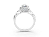 White gold Emerald Cut Solitaire Leaf-Inspired Engagement Ring with Prong Setting_3