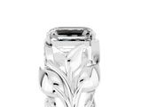 White gold Emerald Cut Solitaire Leaf-Inspired Engagement Ring with Prong Setting_5