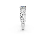 White gold Emerald Cut Solitaire Moissanite Leaf-Inspired Vine Band Ring with Prong Setting_2