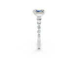 White gold Emerald Cut Solitaire Moissanite Ring with Pave Band and Four-Prong Setting_2