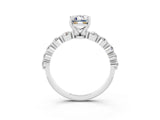 White gold Emerald Cut Solitaire Moissanite Ring with Pave Band and Four-Prong Setting_3