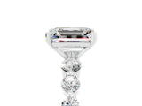 White gold Emerald Cut Solitaire Moissanite Ring with Pave Band and Four-Prong Setting_5