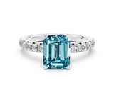 White gold Emerald Cut Solitaire Pave Diamond Engagement Ring with Four-Prong Setting_12