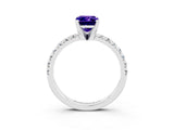 White gold Emerald Cut Solitaire Pave Diamond Engagement Ring with Four-Prong Setting_15