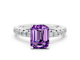 White gold Emerald Cut Solitaire Pave Diamond Engagement Ring with Four-Prong Setting_24