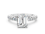 White gold Emerald Cut Solitaire Pave Diamond Engagement Ring with Four-Prong Setting_24