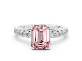 White gold Emerald Cut Solitaire Pave Diamond Engagement Ring with Four-Prong Setting_24