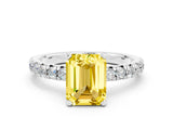 White gold Emerald Cut Solitaire Pave Diamond Engagement Ring with Four-Prong Setting_24