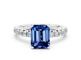 White gold Emerald Cut Solitaire Pave Diamond Engagement Ring with Four-Prong Setting_24