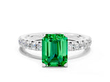 White gold Emerald Cut Solitaire Pave Diamond Engagement Ring with Four-Prong Setting_24