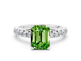 White gold Emerald Cut Solitaire Pave Diamond Engagement Ring with Four-Prong Setting_24