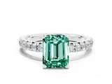 White gold Emerald Cut Solitaire Pave Diamond Engagement Ring with Four-Prong Setting_24