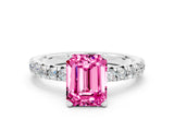 White gold Emerald Cut Solitaire Pave Diamond Engagement Ring with Four-Prong Setting_24
