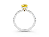 White gold Emerald Cut Solitaire Pave Diamond Engagement Ring with Four-Prong Setting_27