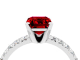 White gold Emerald Cut Solitaire Pave Diamond Engagement Ring with Four-Prong Setting_28