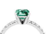 White gold Emerald Cut Solitaire Pave Diamond Engagement Ring with Four-Prong Setting_28