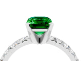 White gold Emerald Cut Solitaire Pave Diamond Engagement Ring with Four-Prong Setting_28