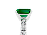 White gold Emerald Cut Solitaire Pave Diamond Engagement Ring with Four-Prong Setting_29