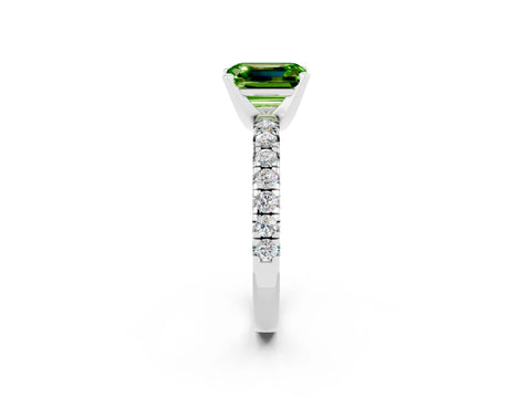 White gold Emerald Cut Solitaire Pave Diamond Engagement Ring with Four-Prong Setting_2
