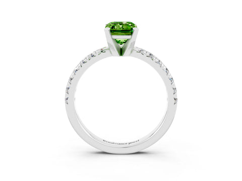 White gold Emerald Cut Solitaire Pave Diamond Engagement Ring with Four-Prong Setting_3