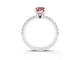 White gold Emerald Cut Solitaire Pave Diamond Engagement Ring with Four-Prong Setting_3