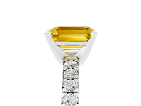 White gold Emerald Cut Solitaire Pave Diamond Engagement Ring with Four-Prong Setting_5