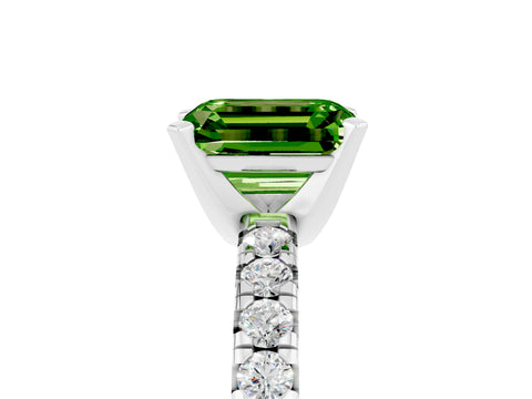 White gold Emerald Cut Solitaire Pave Diamond Engagement Ring with Four-Prong Setting_5