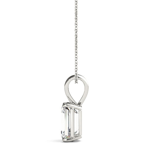 White gold Emerald Cut Solitaire Pendant with Four-Prong Setting 2
