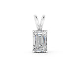 White gold Emerald Cut Solitaire Pendant with Four-Prong Setting_368