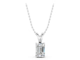 White gold Emerald Cut Solitaire Pendant with Four-Prong Setting_371