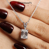 White gold Emerald Cut Solitaire Pendant with Four-Prong Setting_374